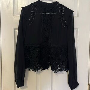 Black self portrait long sleeve top